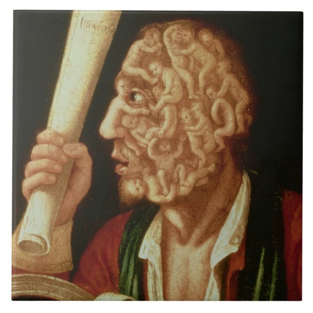 Azulejo De Cerâmica Retrato de Adam (óleo) (Frente)