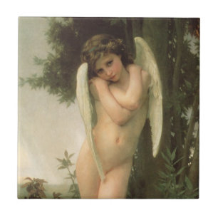Azulejo De Cerâmica Retrato de Anjo Cupido (Cupidon) por Bouguereau