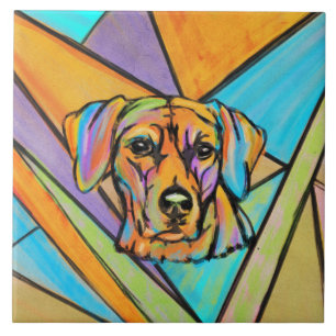 Azulejo De Cerâmica Retrato de Aquarela de Ridgeback