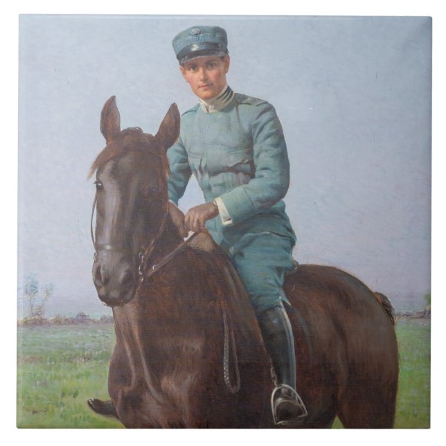 Azulejo De Cerâmica Retrato de Attilio Triboletti (Soldado de Cavalari (Frente)