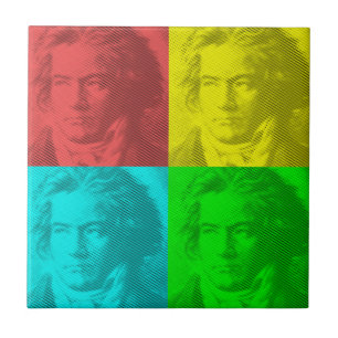 Azulejo De Cerâmica Retrato De Beethoven Em Quadrados