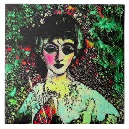 Azulejo De Cerâmica Retrato de Beleza Gótica