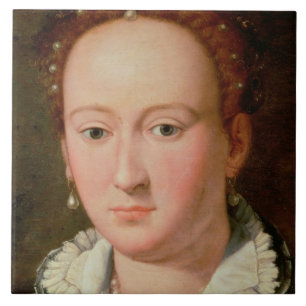 Azulejo De Cerâmica Retrato de Bianca Cappello, c.1580 (óleo no cobre