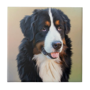 Azulejo De Cerâmica Retrato de Cachorro da Montanha Bernese