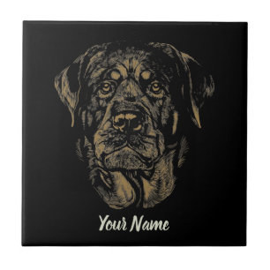Azulejo De Cerâmica Retrato de Cachorro Rottweiler