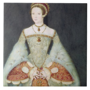 Azulejo De Cerâmica Retrato de Catherine Parr (1512-48), 1545 (cor