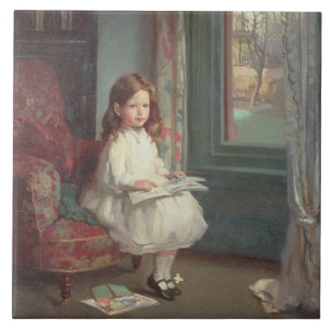 Azulejo De Cerâmica Retrato de Clara Hughes, 1902 (óleo em canvas)