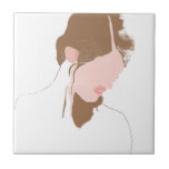 Azulejo De Cerâmica Retrato de Contorno Moderno<br><div class="desc">Retrato de Contorno Moderno III por June Erica Vess. | 142050GG</div>