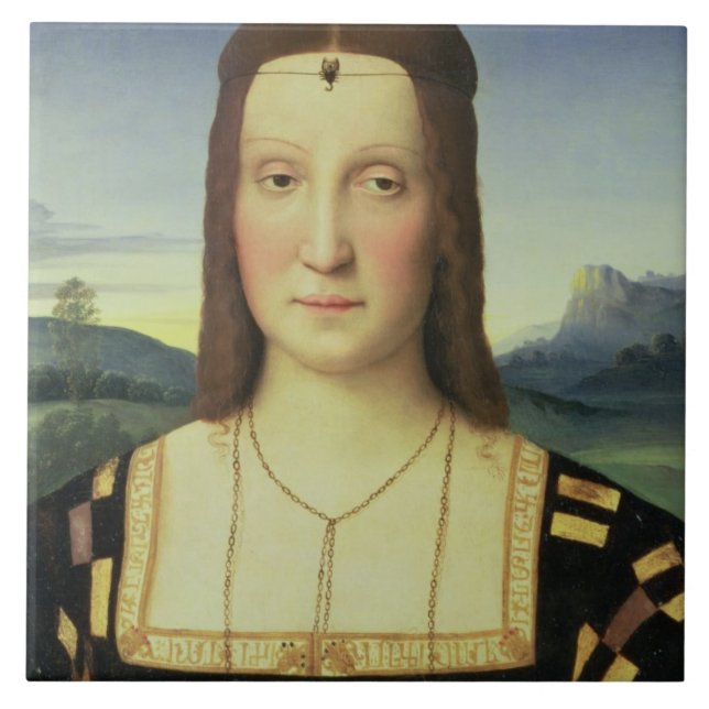 Azulejo De Cerâmica Retrato de Elizabeth Gonzaga, c.1504 (óleo na (Frente)