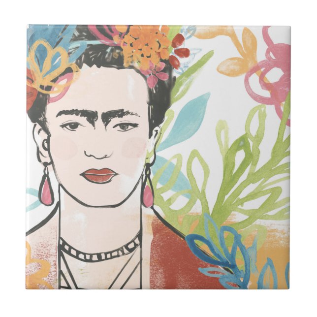 Azulejo De Cerâmica Retrato de Frida Kahlo (Frente)
