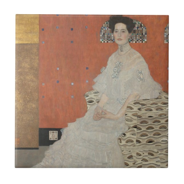 Azulejo De Cerâmica Retrato de Fritza Riedler por Gustav Klimt (Frente)