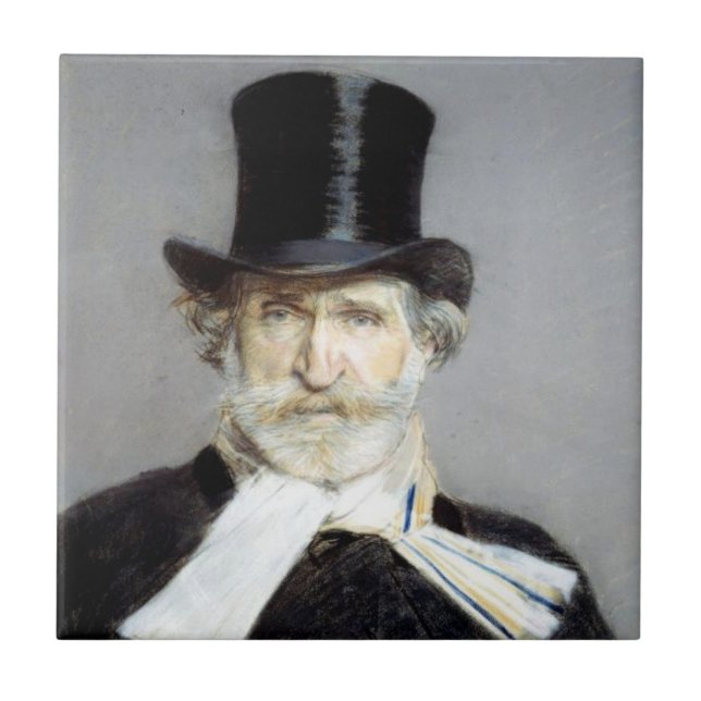 Azulejo De Cerâmica Retrato de Giuseppe Verdi, compositor italiano da  (Frente)