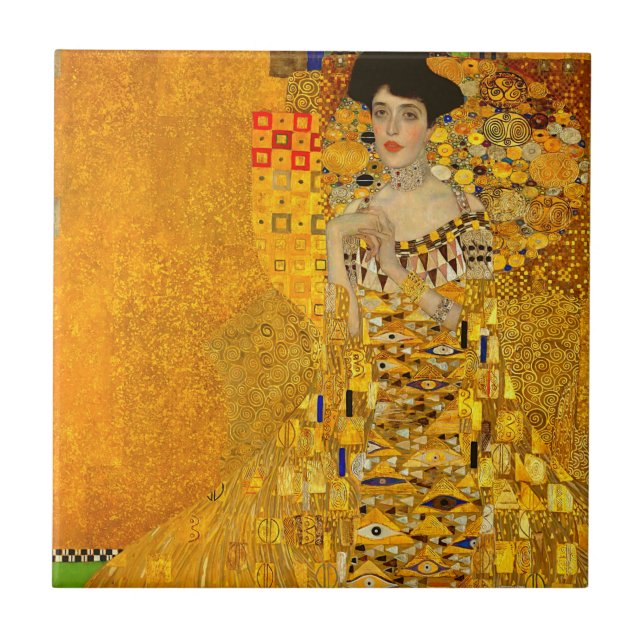 Azulejo De Cerâmica Retrato de Gustav Klimt de Adele Bloch-Bauer I (Frente)