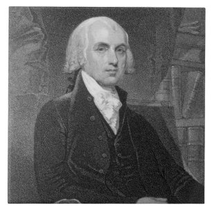Azulejo De Cerâmica Retrato de James Madison, gravado por William A.