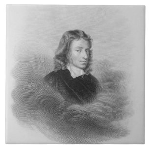 Azulejo De Cerâmica Retrato de John Milton (1608-74) gravado pelo