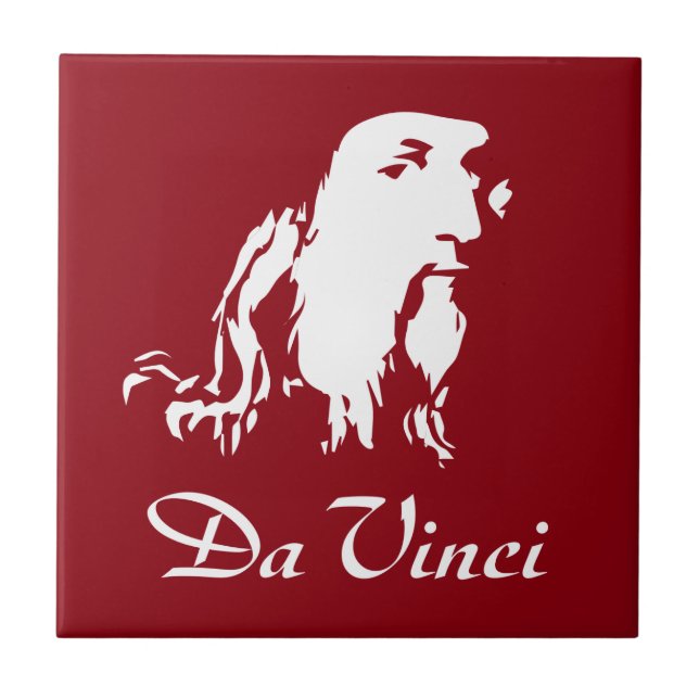 Azulejo De Cerâmica Retrato de Leonardo da Vinci (Frente)