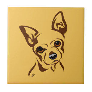 Azulejo De Cerâmica Retrato de Linha Chihuahua