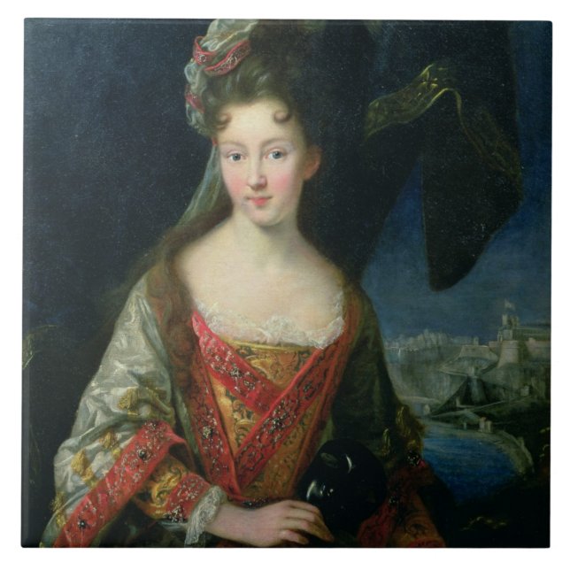 Azulejo De Cerâmica Retrato de Louise-Hipólito (1687-1731), princesa (Frente)
