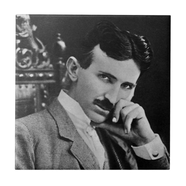 Azulejo De Cerâmica Retrato de Nikola Tesla (Frente)