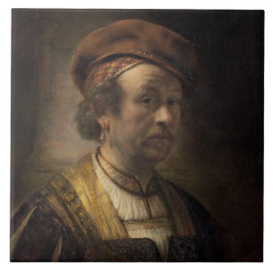 Azulejo De Cerâmica Retrato de Rembrandt, 1650 (óleo em canvas)