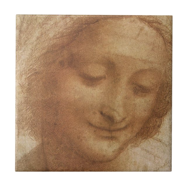 Azulejo De Cerâmica Retrato de Santo Anne de Leonardo da Vinci (Frente)