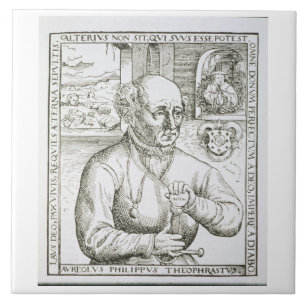 Azulejo De Cerâmica Retrato de Theothrastus Paracelsus (1493-1541), c