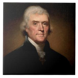 Azulejo De Cerâmica Retrato de Thomas Jefferson (por Rembrandt Peale)