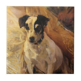 Azulejo De Cerâmica Retrato de um cão Jack Russell (Arte Animal)