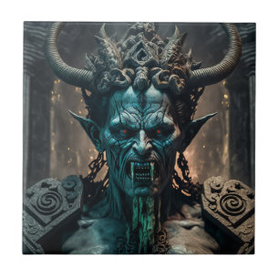 Azulejo De Cerâmica Retrato de um demônio azul