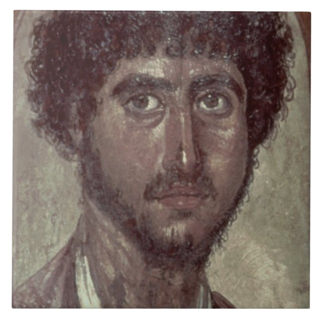 Azulejo De Cerâmica Retrato de um grego, de Fayum, Romano-Egípcio, (Frente)