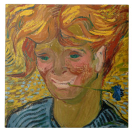 Azulejo De Cerâmica Retrato de um Jovem com Cornflower, Van Gogh