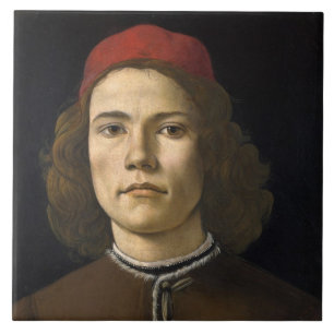 Azulejo De Cerâmica Retrato de um Jovem (por Sandro Botticelli)