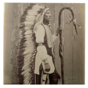 Azulejo De Cerâmica Retrato de um nativo americano 'de Buffalo Bill