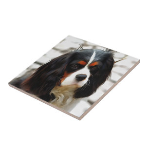 Azulejo De Cerâmica Retrato De Um Rei Charles Cavalier Spaniel