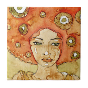 Azulejo De Cerâmica Retrato de uma menina bonita
