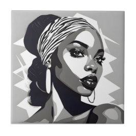 Azulejo De Cerâmica Retrato de uma mulher negra