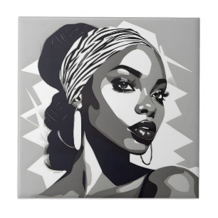 Azulejo De Cerâmica Retrato de uma mulher negra