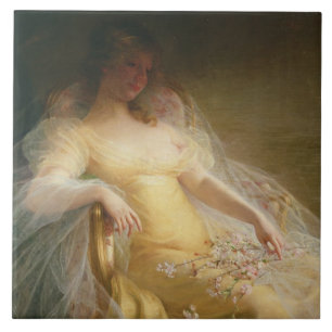 Azulejo De Cerâmica Retrato de uma mulher (óleo em canvas)