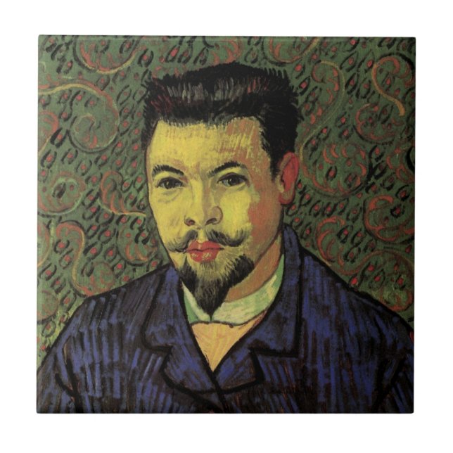 Azulejo De Cerâmica Retrato do Doutor Felix Rey por Vincent van Gogh (Frente)