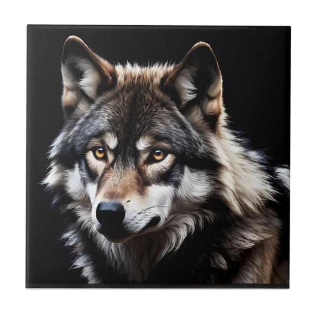 Azulejo De Cerâmica Retrato do lobo (Frente)