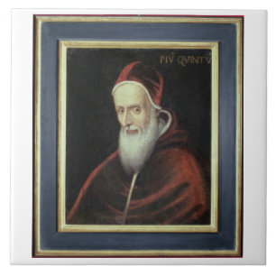 Azulejo De Cerâmica Retrato do papa Pius V (1504-72) (óleo em canvas)