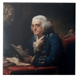 Azulejo De Cerâmica Retrato do Polegar, Benjamin Franklin Pai Fundador