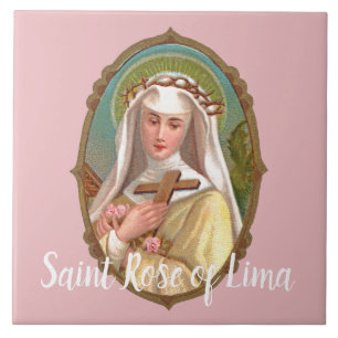 Azulejo De Cerâmica Retrato emoldurado de Sta. Rosa de Lima (M 024b)
