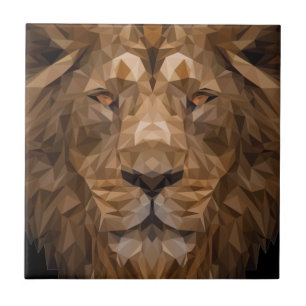 Azulejo De Cerâmica Retrato Geométrico Lion