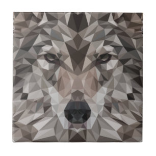 Azulejo De Cerâmica Retrato Geométrico Lone Wolf