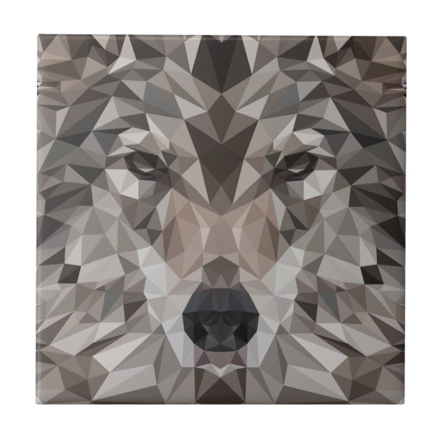 Azulejo De Cerâmica Retrato Geométrico Lone Wolf (Frente)