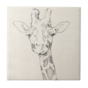 Azulejo De Cerâmica Retrato Girafa  Esboço