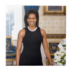 Azulejo De Cerâmica Retrato Oficial da Primeira-Dama Michelle Obama