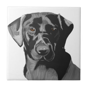 Azulejo De Cerâmica Retrato preto Labrador