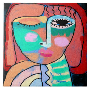 Azulejo De Cerâmica Retrato sem título Abstrato de uma mulher